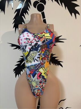 Pop Art Multicolor High-Cut Bikini-One Piece Swimsuit